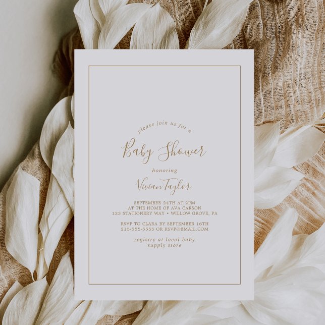 Minimalist Gold Baby Shower Invitation (Creator Uploaded)