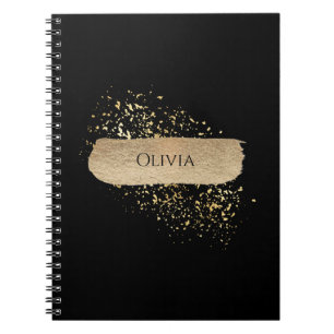 Minimalist Gold Black Modern Gold Splatters Notebook