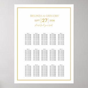 Minimalist Gold Black White Wedding Seating Chart