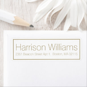 Minimalist gold Border Custom Return Address 