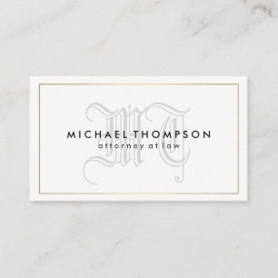 Minimalist Gold Border with Monogram Business Card