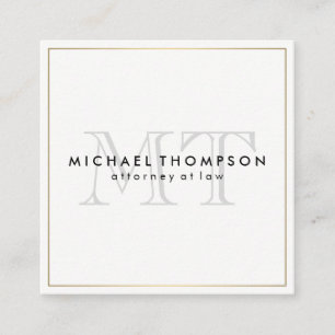 Minimalist Gold Border with Monogram Square Business Card