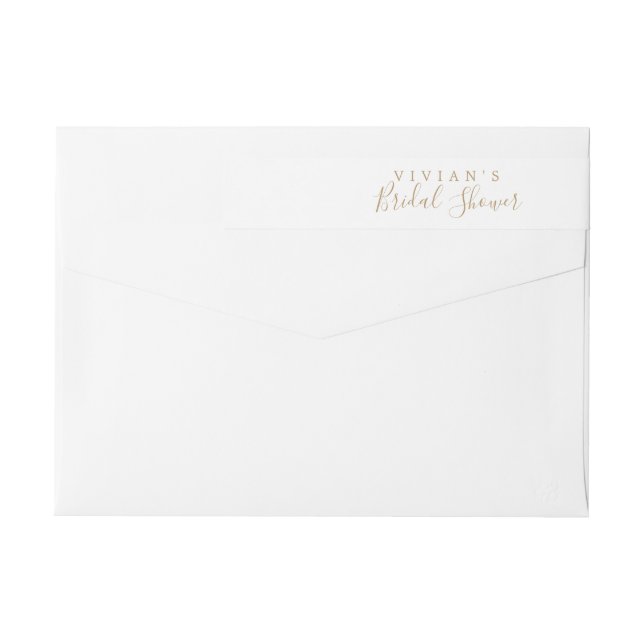 Minimalist Gold Bridal Shower Wrap Around Label (Back)