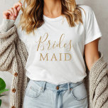 Minimalist Gold Bridesmaid Bachelorette Party<br><div class="desc">This minimalist gold bridesmaid bachelorette party tri-blend shirt is perfect for a fun bachelorette party or bridal shower. The modern romantic design features classic gold and white typography paired with a rustic yet elegant calligraphy with vintage hand lettered style. Customizable in any colour. Keep the design simple and elegant, as...</div>