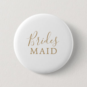 Minimalist Gold Bridesmaid Bridal Shower 2 Inch Round Button