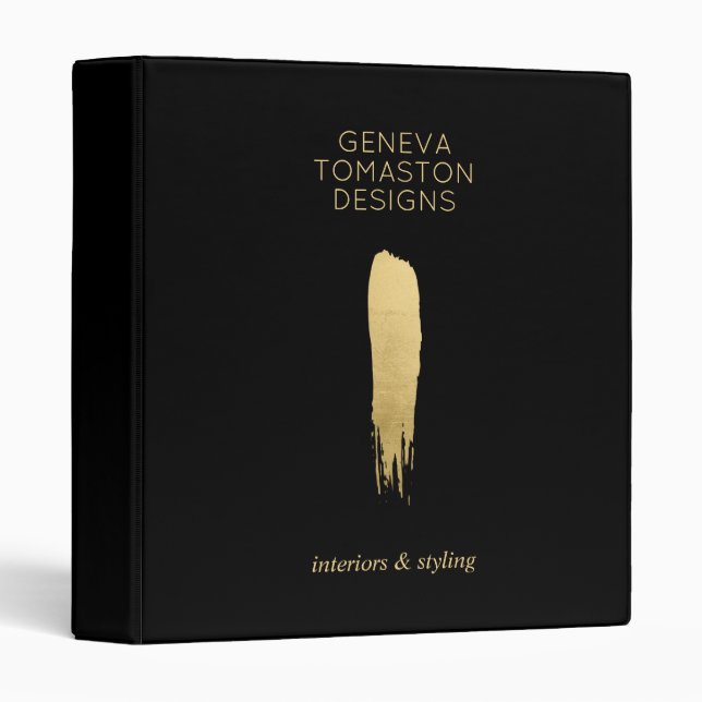 Minimalist Gold Brushstroke Designer Logo Binder (Front/Spine)