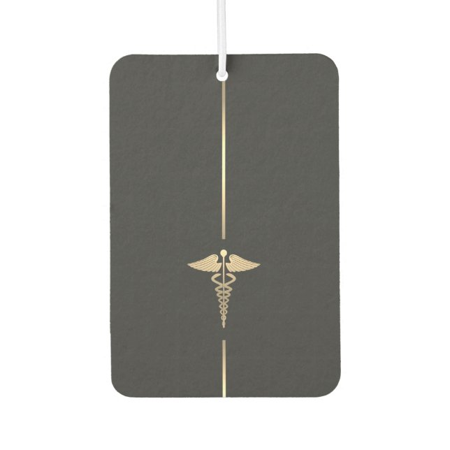 Minimalist Gold Caduceus Symbol Air Freshener (Front)