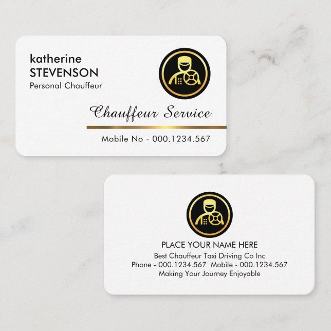 Minimalist Gold Chauffeur Line Business Card (Front/Back)