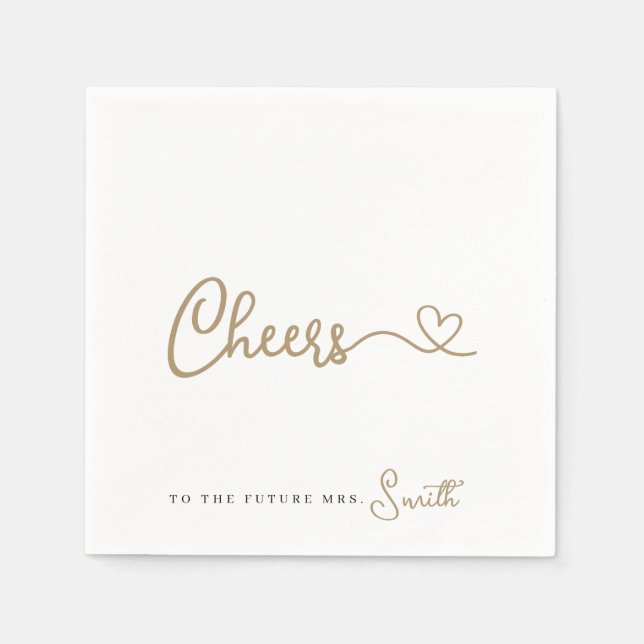 Minimalist Gold Cheers to the Future Mrs Napkins (Front)