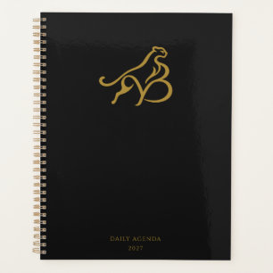 Minimalist Gold Cheetah Black & Gold Spiral Planne Planner
