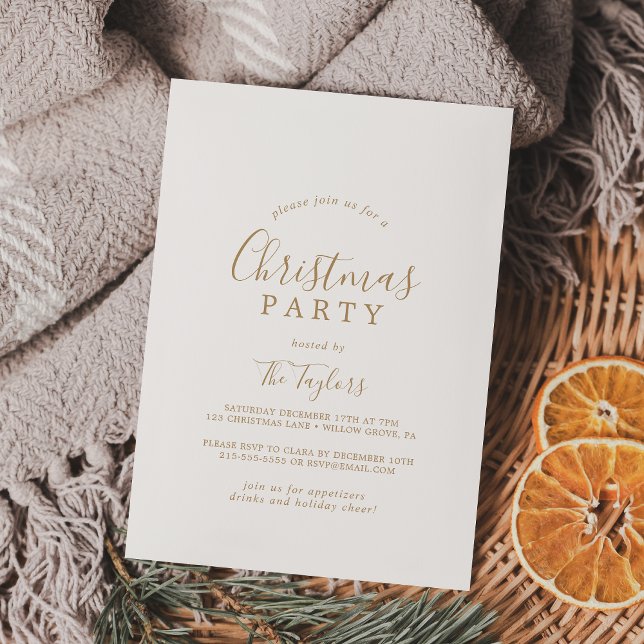 Minimalist Gold Christmas Party Typography Invitation (Creator Uploaded)