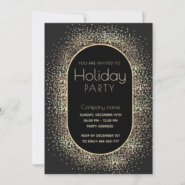 Minimalist Gold confetti corporate Holiday party  Invitation (Front)