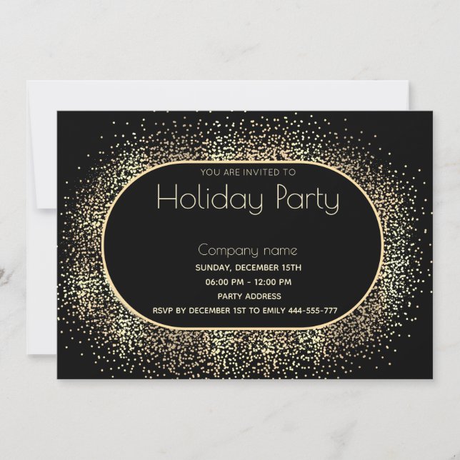 Minimalist Gold confetti corporate Holiday party  Invitation (Front)
