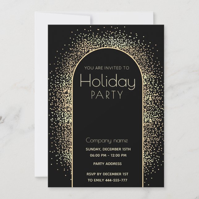 Minimalist Gold confetti corporate Holiday party Invitation (Front)