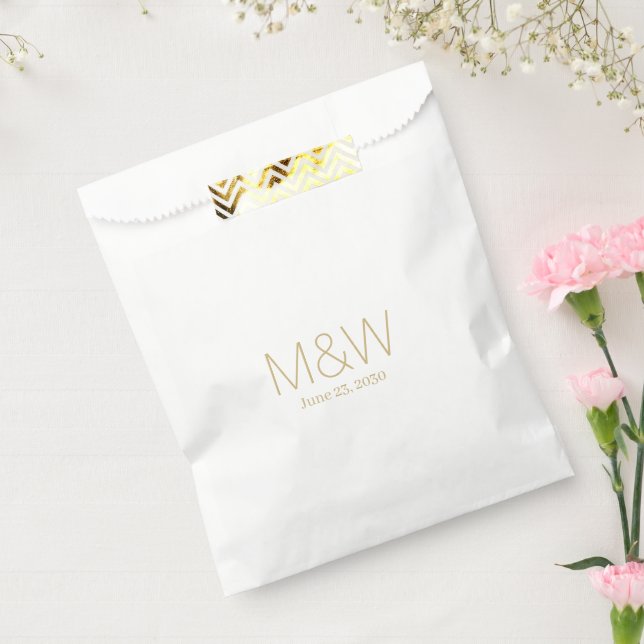 Minimalist gold custom monogram date elegant chic favour bag (Sealed)