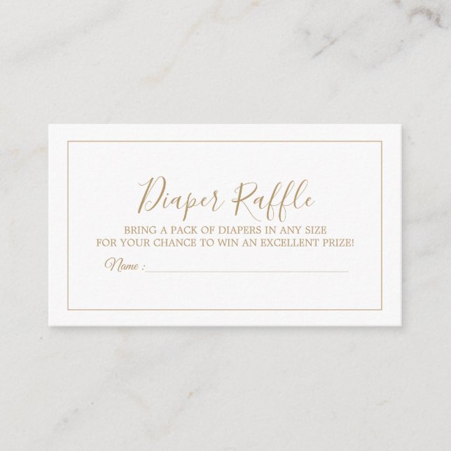 Minimalist Gold Diaper Raffle Card (Front)