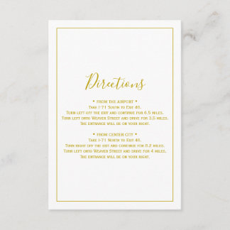 Minimalist Gold Directions Card