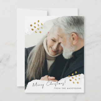 Minimalist Gold Dots 1 Photo Christmas Holiday Card