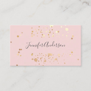 Minimalist Gold Dots Modern Elegant Pink Beauty Business Card