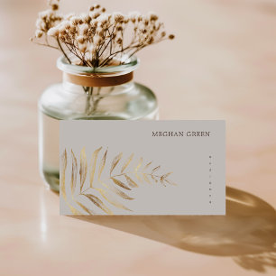 Minimalist Gold Faux Foil Foliage Business Card