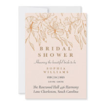 Minimalist Gold Floral Bridal Shower Invitation