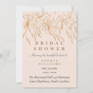 Minimalist Gold Floral Bridal Shower Invitation