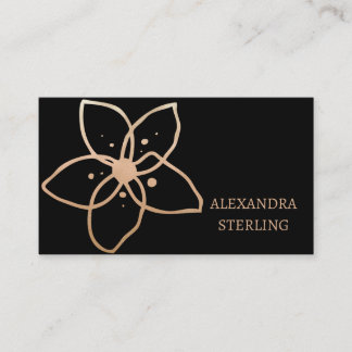 Minimalist Gold Floral Elegance Personalized Business Card