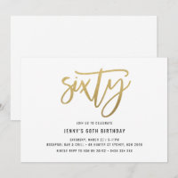 Minimalist Gold Foil 60th Birthday Invitation