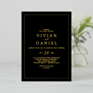 Minimalist Gold Foil   Black Casual Wedding