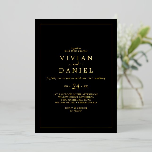 Minimalist Gold Foil | Black Casual Wedding (Standing Front)