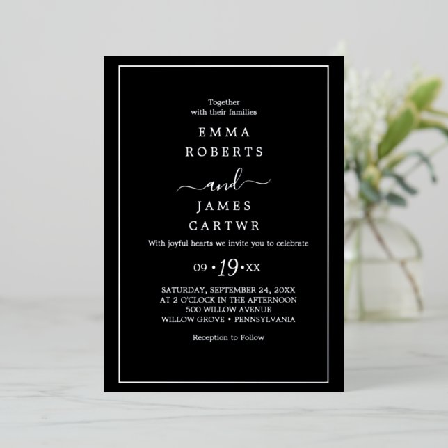 Minimalist Gold Foil | Black Casual Wedding  (Standing Front)