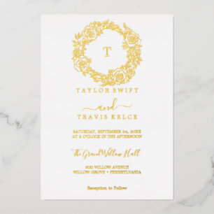Minimalist Gold Foil Emerald Monogram Wedding