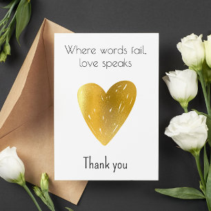 Minimalist Gold Foil Heart Thank You Card