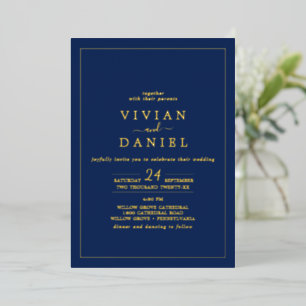 Minimalist Gold Foil Navy Styled Date Wedding