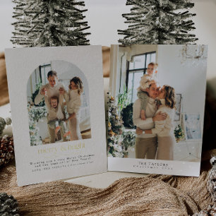 Minimalist Gold Foil Photo Family Christmas Card