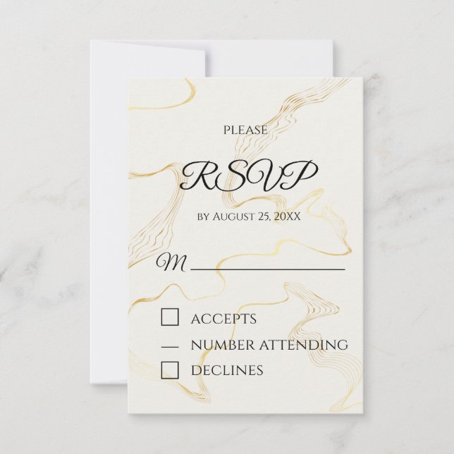 Minimalist Gold Foil RSVP Card | Elegant Wedding (Front)