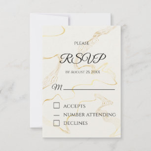 Minimalist Gold Foil RSVP Card   Elegant Wedding