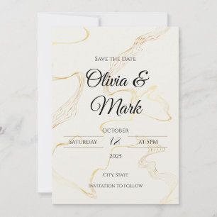 Minimalist Gold Foil Save the Date Elegant Invitation