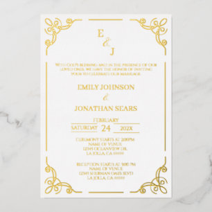 Minimalist gold foil wedding invitation