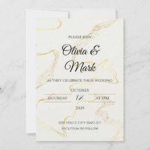 Minimalist Gold Foil Wedding Invitation Modern