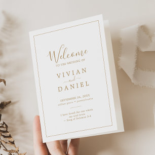 Minimalist Gold Folded Wedding Program