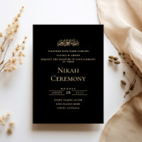 Minimalist Gold Formal Script Black Nikah Ceremony