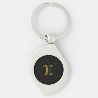 Minimalist Gold Gemini Zodiac Keychain