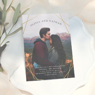 Minimalist Gold Geometric Custom Photo Wedding Invitation