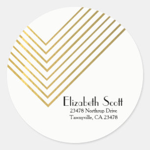 Minimalist Gold Geometric Design Return Address  Classic Round Sticker