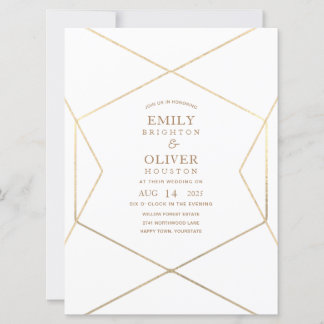 Minimalist gold geometry Wedding Invitations