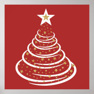 Minimalist Gold Glitter Christmas Trees Poster