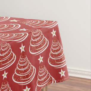 Minimalist Gold Glitter Christmas Trees Tablecloth