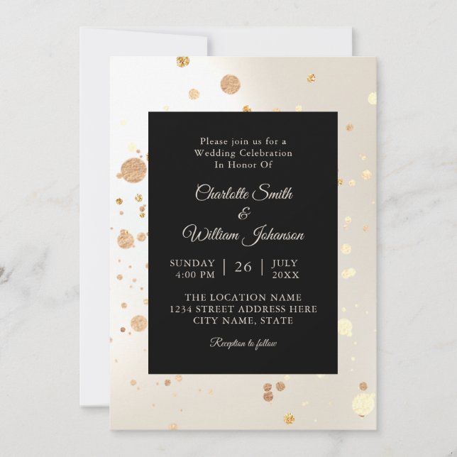 Minimalist Gold Glitter Elegant Modern Wedding Invitation (Front)