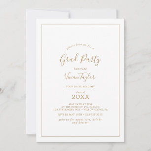 Minimalist Gold Grad Party Invitation